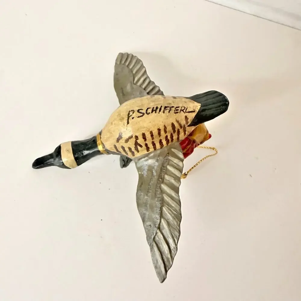Pam Schifferl Ornament Santa Riding Flying a Canadian Goose Midwest CF Christmas